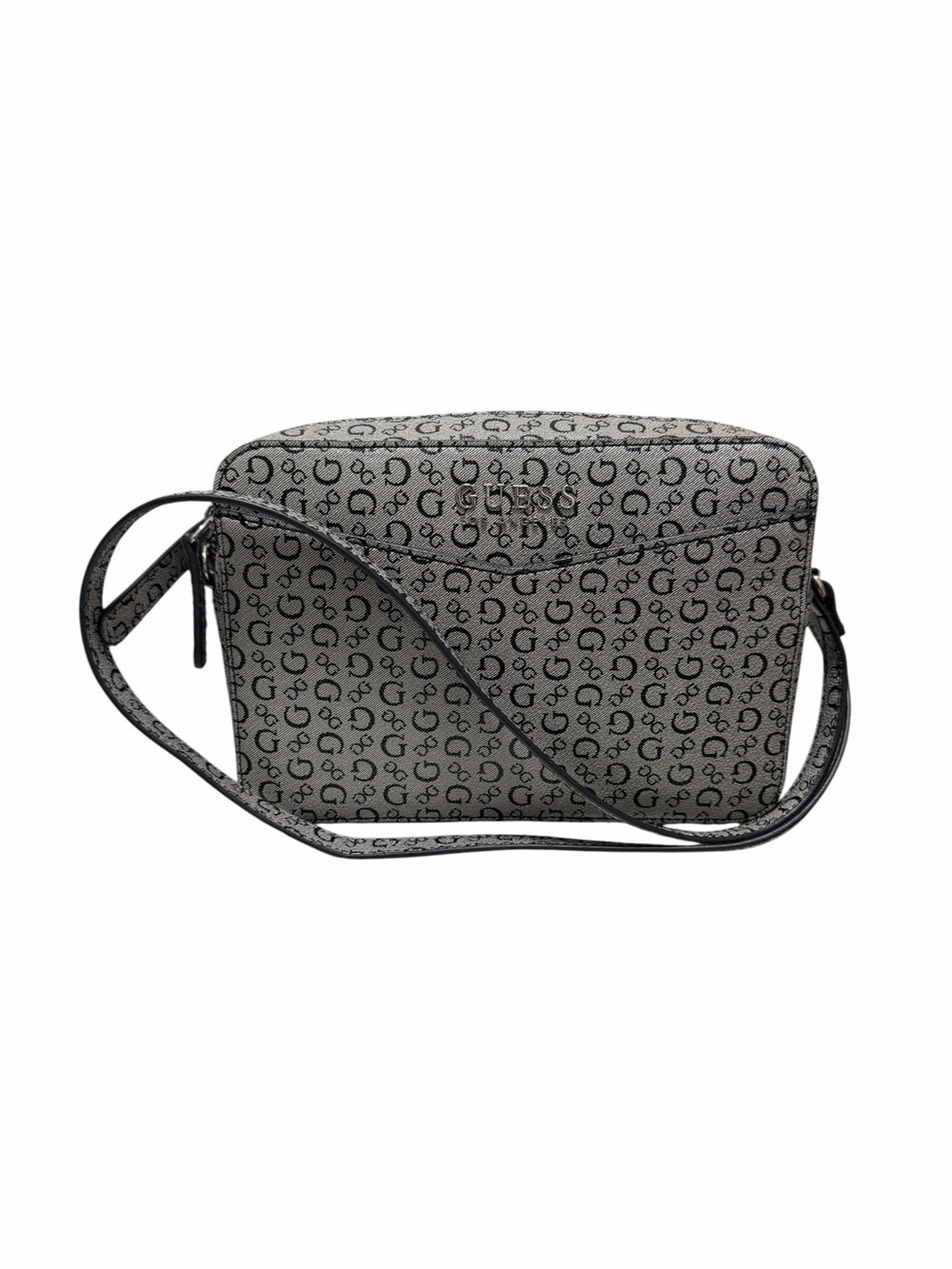 Guess Logo Gray/Black Faux Leather Crossbody Handbag